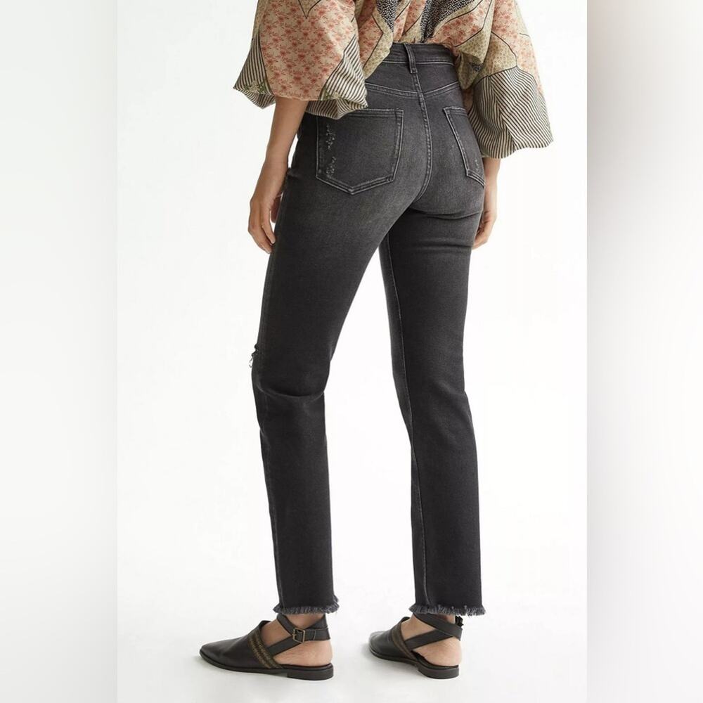 Anthropologie Pilcro The Vintage Straight Jeans Black Raw Hem Size 29 - Picture 5 of 12
